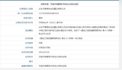 未組織竣工驗(yàn)收擅自交付使用 濟(jì)青高鐵金啟置業(yè)再遭罰